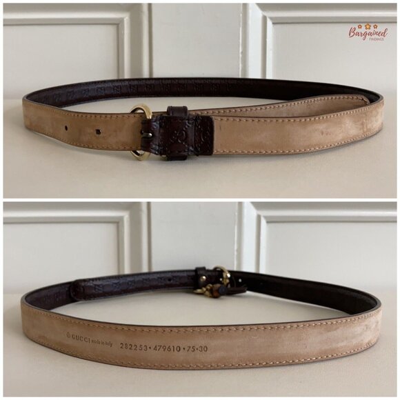 Authentic Gucci Brown Microguccissima Leather Slim Horsebit Buckle Belt 75/30 - Picture 6 of 13